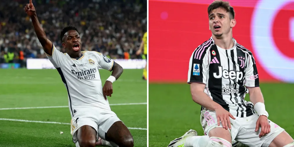 Vini Jr. e Francisco Conceição, atacantes de Real Madrid e Juventus