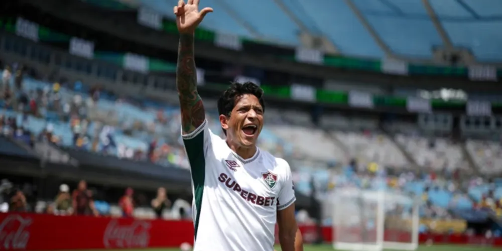 Germán Cano comemora o primeiro gol da partida