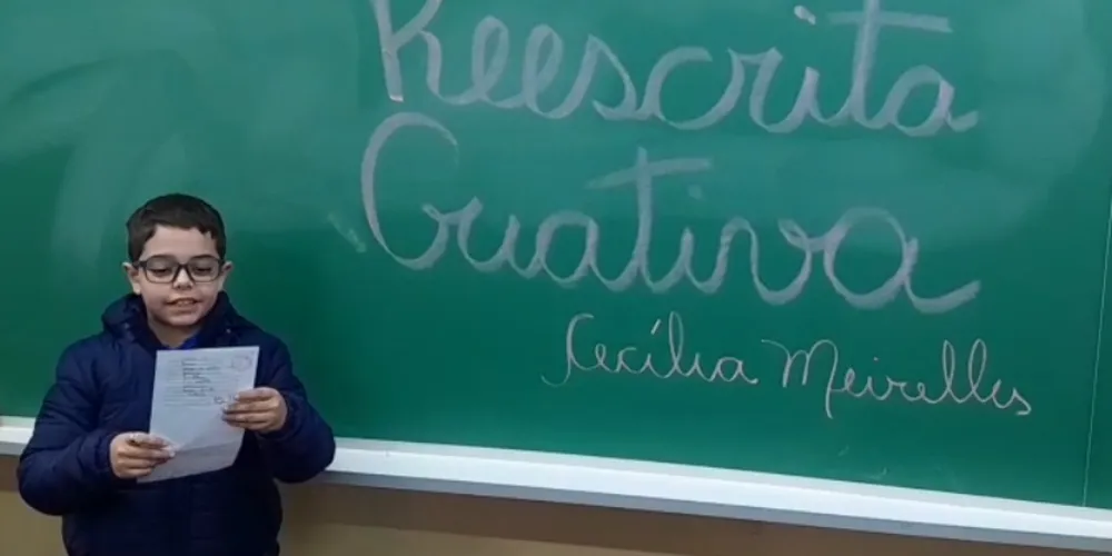 Uma das atividades realizadas pela turma foi a reescrita criativa de uma obra de Cecília Meireles