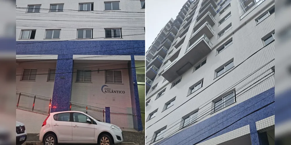Automóvel estacionado em frente ao edifício onde jovem sofreu a queda