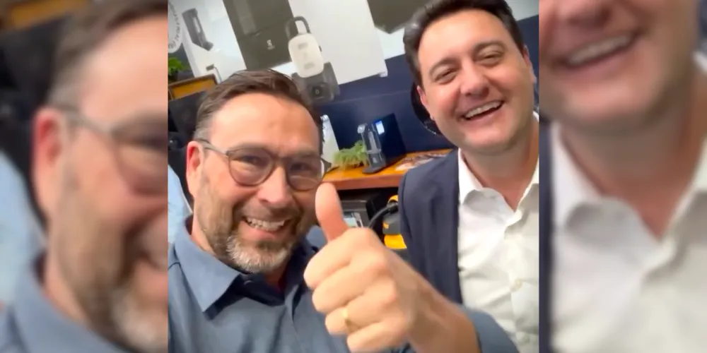 Marcio Pauliki e Ratinho Junior, governador do Paraná