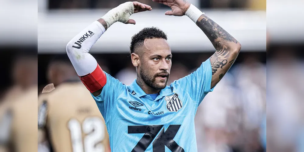 Neymar em sua última partida com o Santos antes da parada para o Mundial