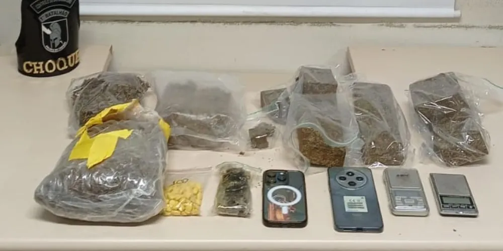 O suspeito e as drogas foram levados à Delegacia de Polícia Civil