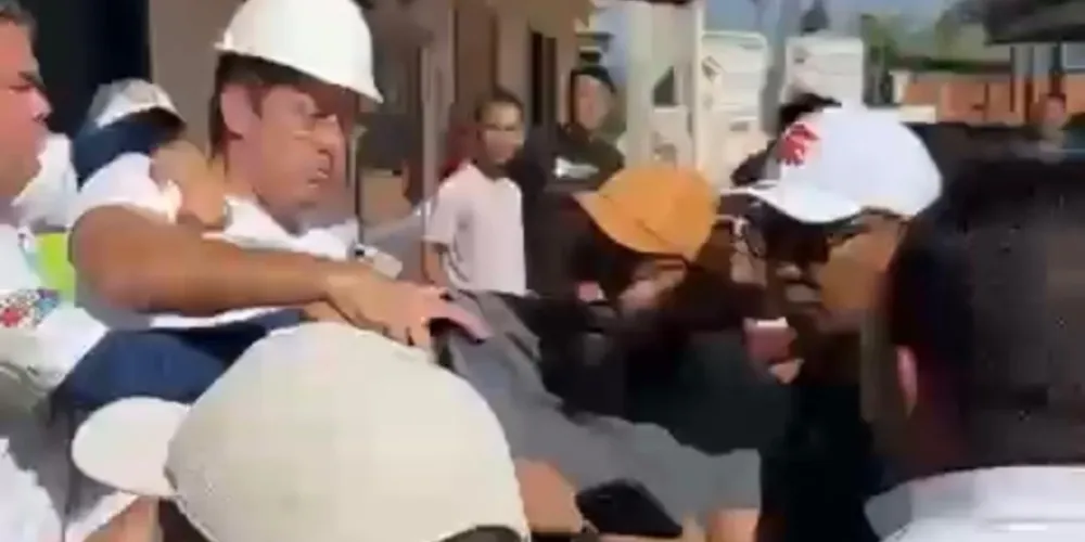 No vídeo, Furlan se irrita com a pergunta de um blogueiro identificado como Heverson Castro