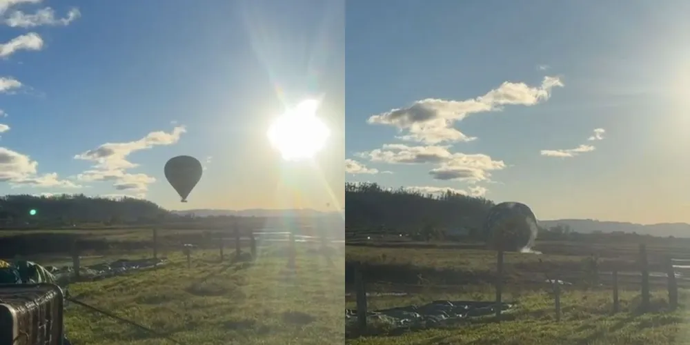 Imagens mostram momento em que balão toca o solo