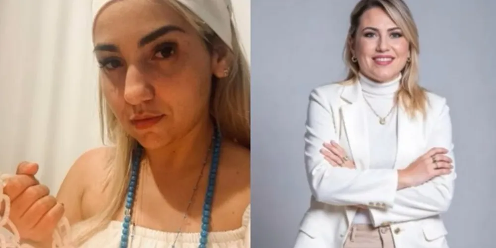 Mãe de santo à esquerda na foto em destaque e vice-prefeita à direita na imagem