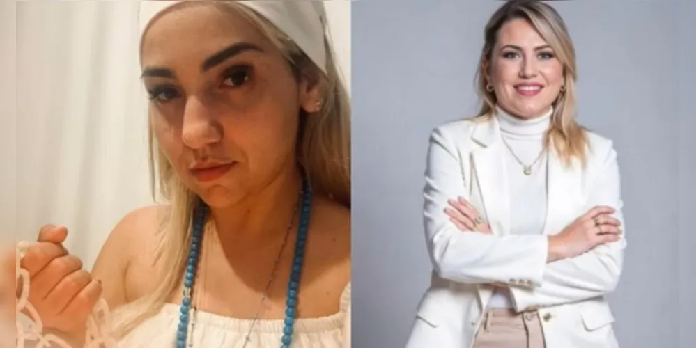 Mãe de santo à esquerda na foto em destaque e vice-prefeita à direita na imagem