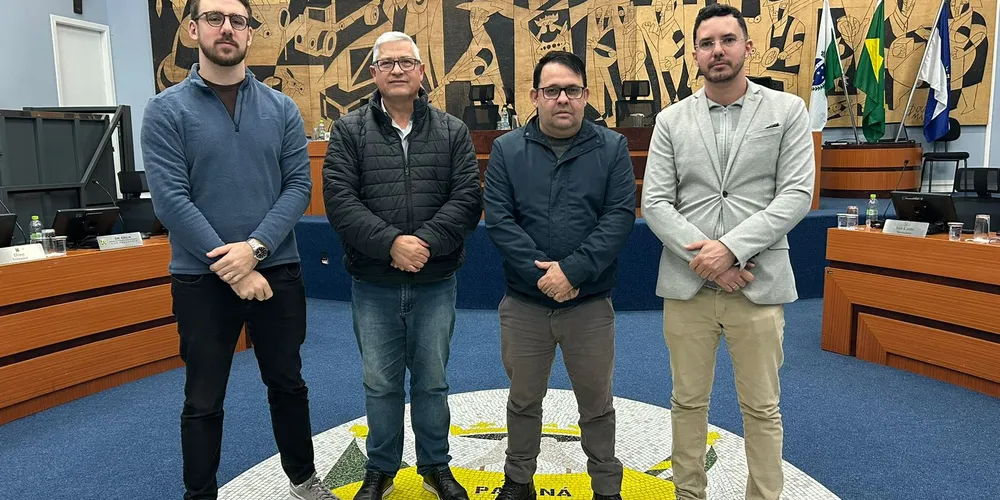 Geraldo Stocco (PV), Léo Farmacêutico (União Brasil), Professor Careca (PV) e Dr. Erick (PV)