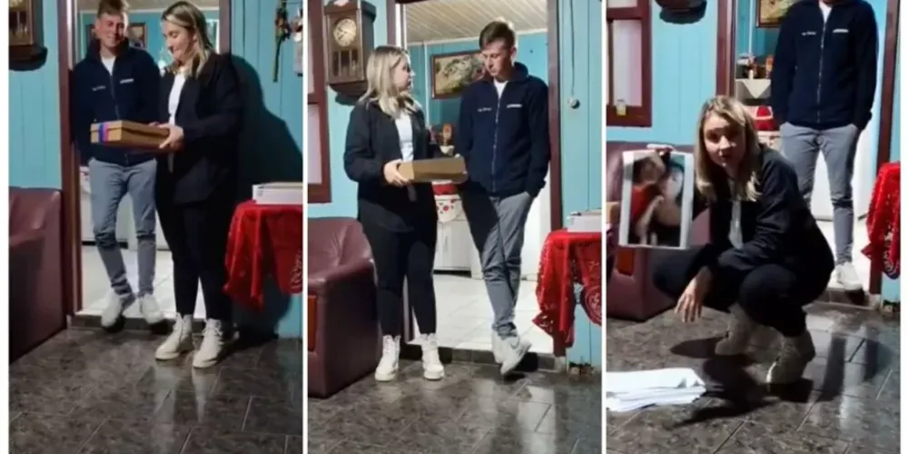 A esposa reuniu a família para fazer um anúncio e, na gravação, é possível ver todos entusiasmados para saber a novidade