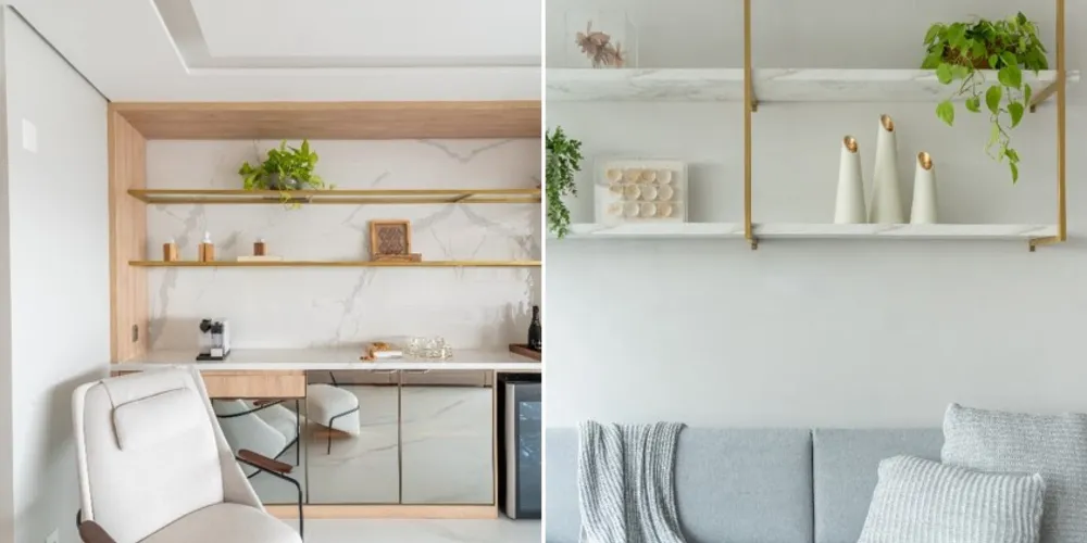 Nesses dois projetos, a arquiteta Mari Milani demonstra sua habilidade de incluir o dourado na marcenaria