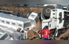 Caminhoneiro morre após carreta com carga de geladeiras tombar na BR-376