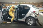 Acidente com quatro carros deixa mulher enclausurada em PG