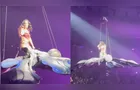 Katy Perry quase cai durante voo em borboleta mecânica em show