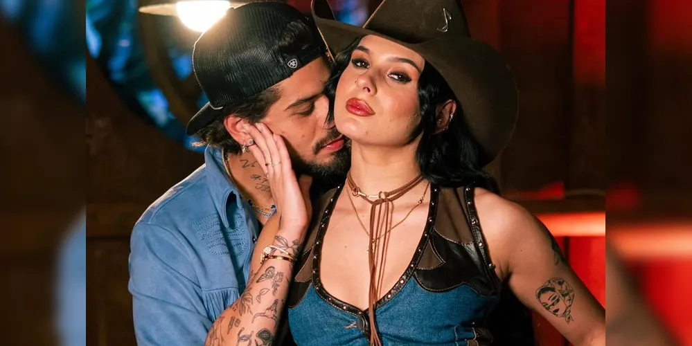 Zé Felipe e Ana Castela em gravação de clipe