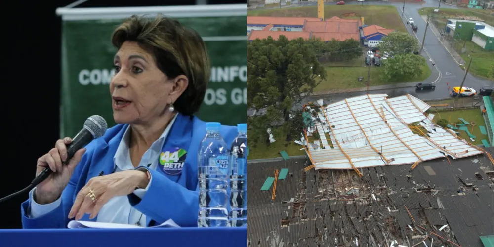 Prefeita Elizabeth Schmidt (União) mobilizou equipes para resolver os problemas causados pelo temporal na escola