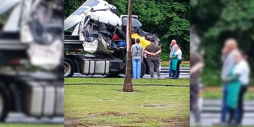 Acidente aconteceu entre dois caminhões, nesta quinta-feira (9)