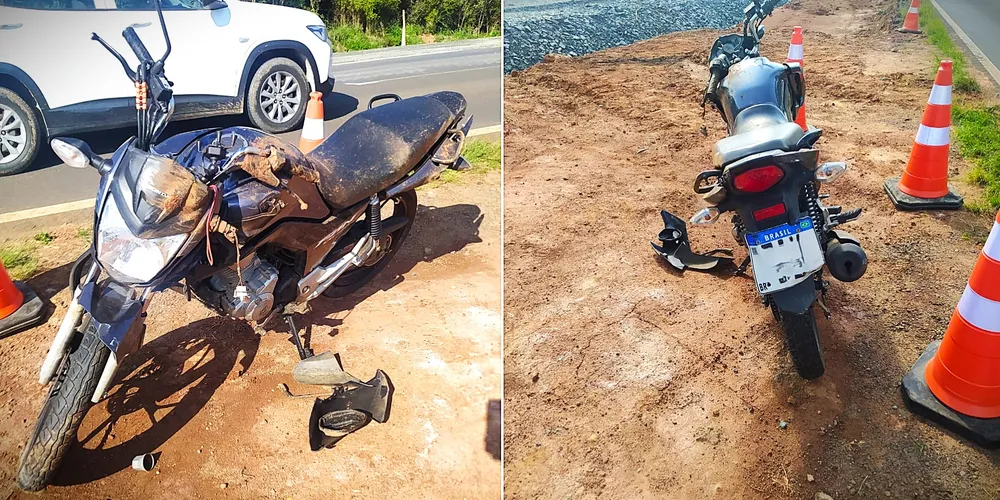 Moto modelo Honda/CG Fan se acidentou no sentido Ponta Grossa da rodovia