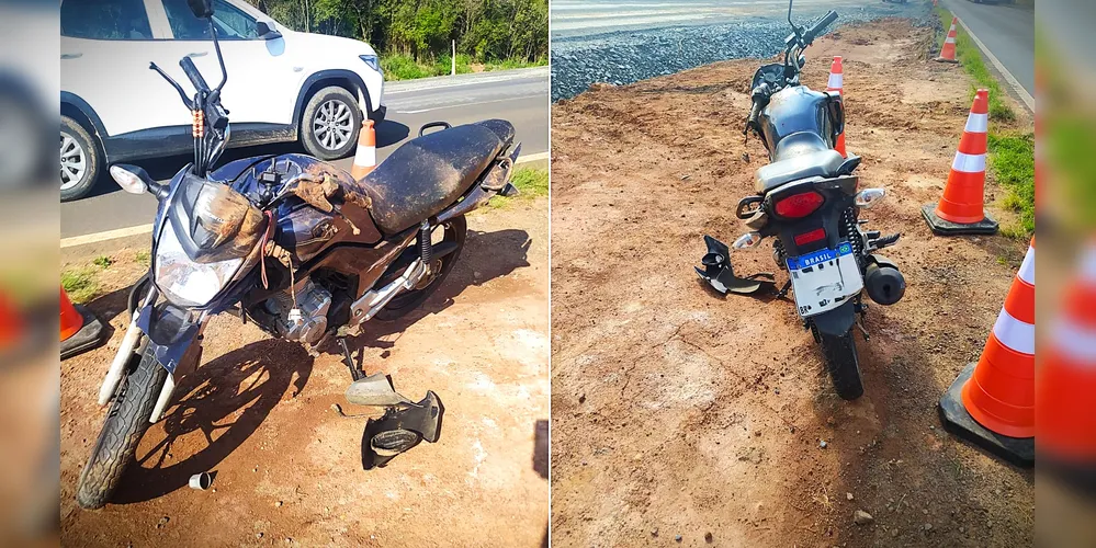 Moto modelo Honda/CG Fan se acidentou no sentido Ponta Grossa da rodovia