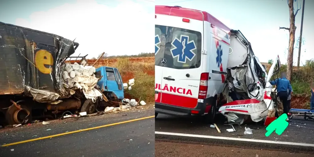 Colisão entre Samu e caminhão aconteceu no fim da tarde desta segunda-feira (29)