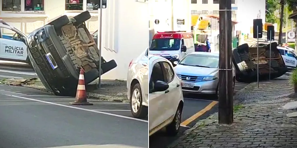 Após a colisão, Jeep tombou e ficou na calçada