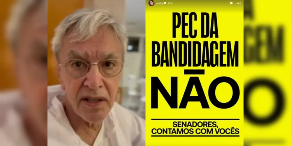 Avanço de PEC da Blindagem na Câmara gerou mobilização de artistas, como Caetano Veloso e Anitta
