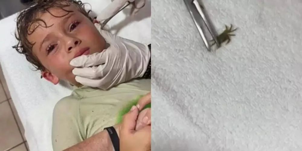 O garoto pediu para que a mãe filmasse o momento