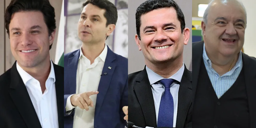 Na imagem: Guto Silva, secretário de Cidades; Alexandre Curi, deputado estadual (PSD); Sergio Moro, senador (União Brasil); e Rafael Greca, secretário da Secretaria Estadual de Desenvolvimento Sustentável