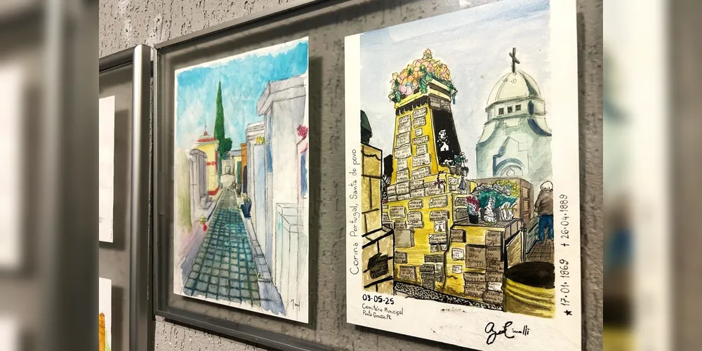 O artista Giovanni Cavalli, participante do projeto, apresentou um desenho feito no Cemitério Municipal, inspirado no túmulo de Corina Portugal