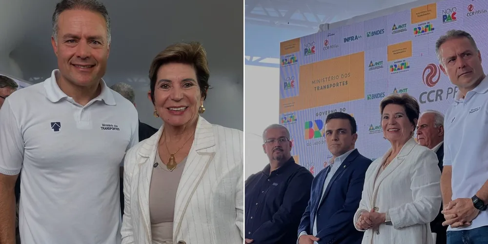 Ministro dos Transportes, Renan Filho, ao lado de Elizabeth Schmidt e Aliel Machado