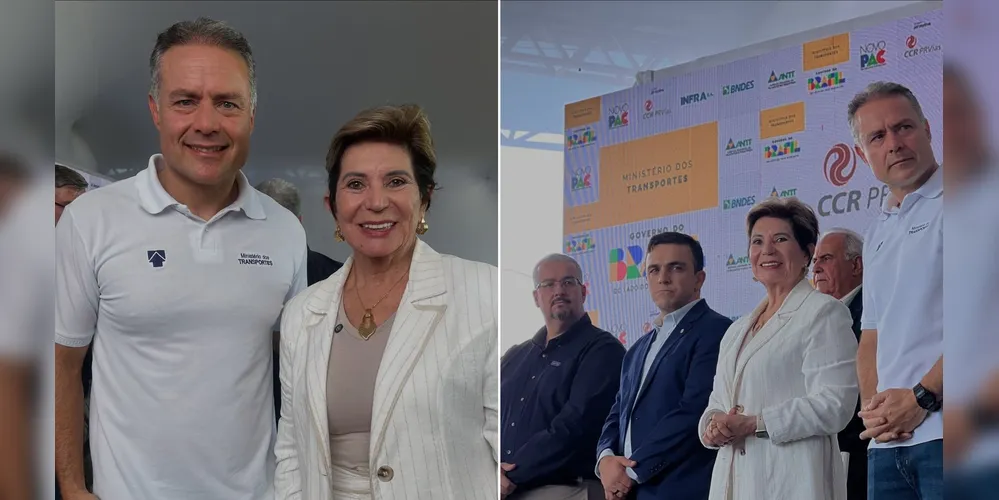Ministro dos Transportes, Renan Filho, ao lado de Elizabeth Schmidt e Aliel Machado
