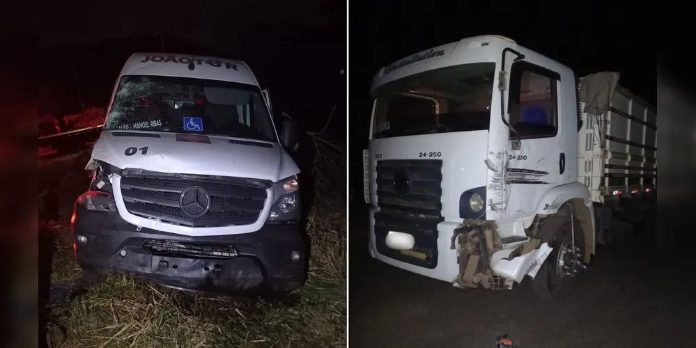 O motorista da van e mais quatro passageiros sofreram ferimentos leves