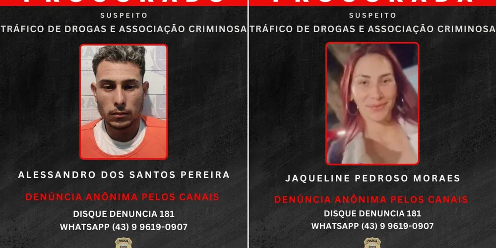 Foragidos divulgados pela polícia
