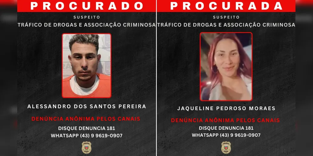 Foragidos divulgados pela polícia