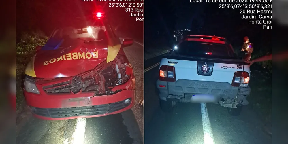 Veículo dos bombeiros possui placas de Jaguariaíva