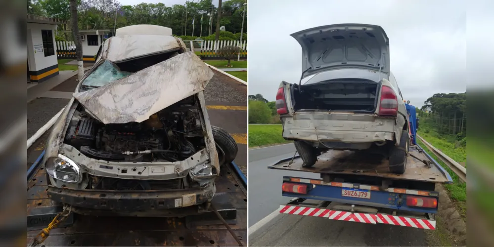O veículo, um GM/Classic, com placas de Irati, foi removido ao pátio da PRE, por não haver um responsável