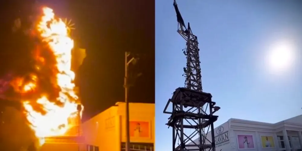 Símbolo da Havan, objeto foi incendiado nesta terça-feira (23)