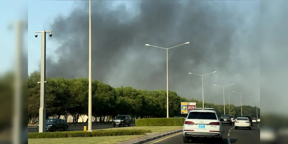 Fumaça em Doha, capital do Catar, depois que explosões foram ouvidas em ataque de Israel contra oficiais do Hamas
