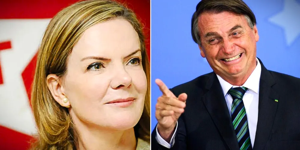 Gleisi Hoffmann e Jair Bolsonaro