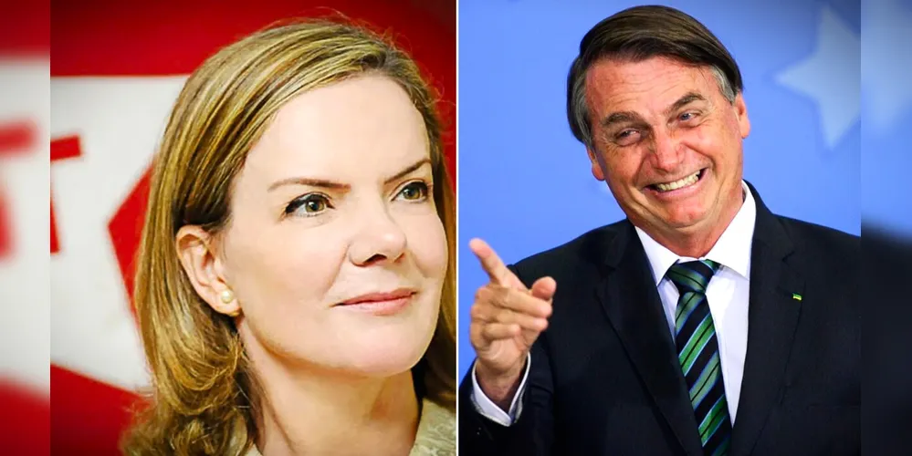Gleisi Hoffmann e Jair Bolsonaro