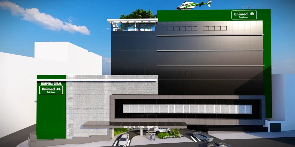 Projeção na nova torre do Hospital Geral Unimed