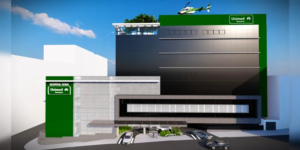 Projeção na nova torre do Hospital Geral Unimed