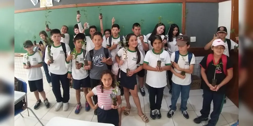 Estudantes puderam entender importância das espécies arbóreas e contribui com seu plantio