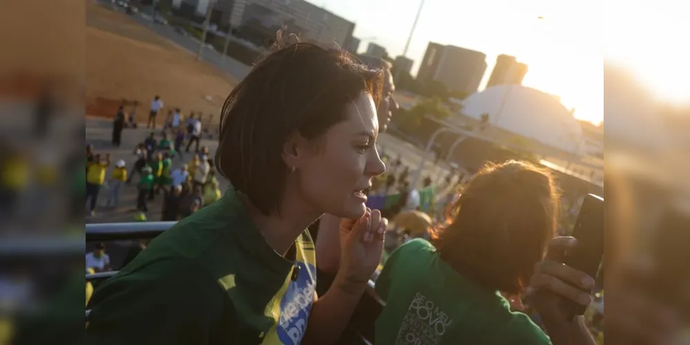 Ex-primeira dama durante manifestação