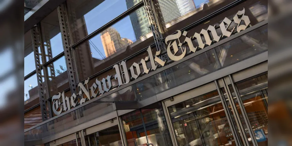 Fachada da sede do New York Times, jornal de Nova York que está sendo processado por Donald Trump
