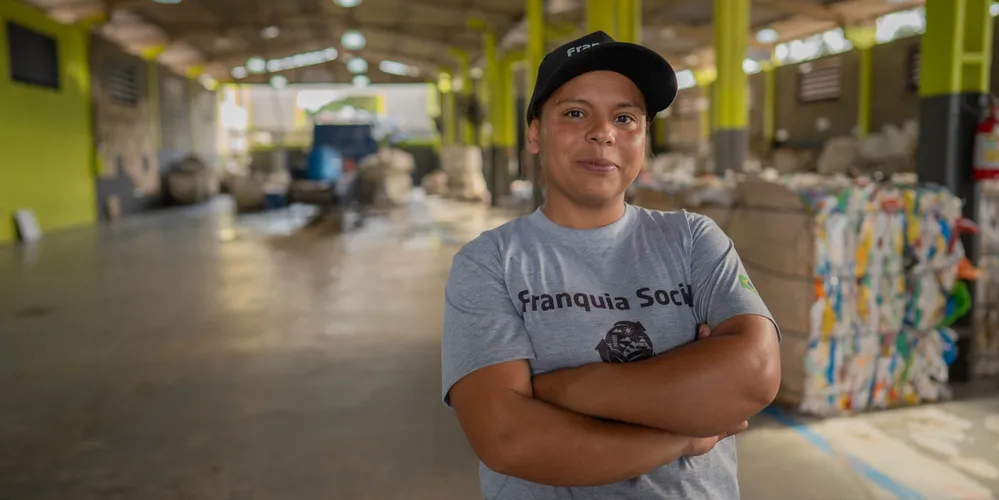 Giane Galvão é presidente da ReciclaTB, cooperativa de reciclagem de Telêmaco Borba apoiada pela Klabin