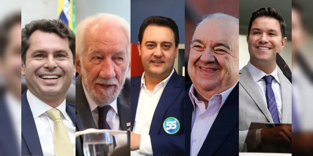 Na imagem da esquerda para a direita: Alexandre Curi, Darci Piana, Ratinho Junior, Rafael Greca e Guto Silva