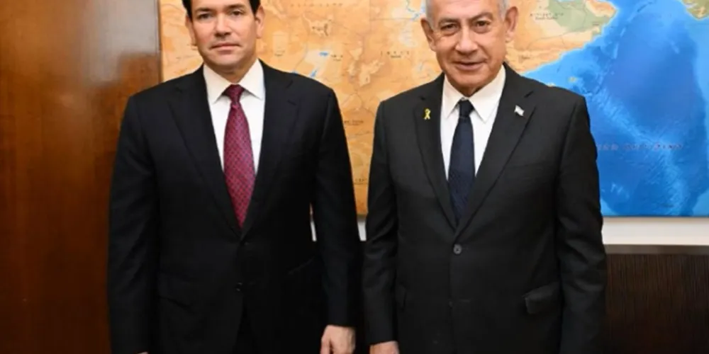 Secretário de Estado dos EUA, Marco Rubio e primeiro-ministro israelense, Benjamin Netanyahu.