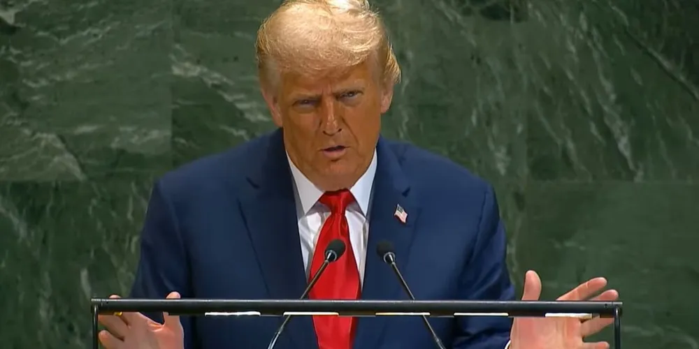 Presidente dos EUA, Donald Trump, durante discurso na Assembleia Geral da ONU