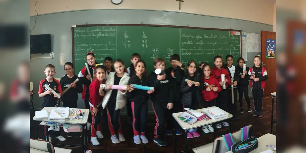 A ação engajou os alunos e envolveu os familiares na criação dos telescópios