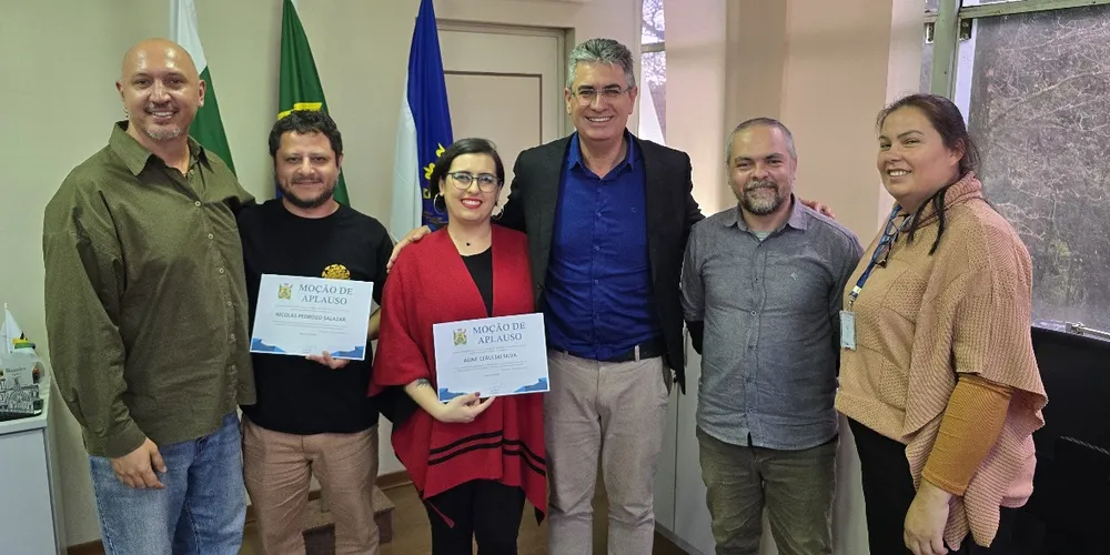 As homenagens foram concedidas a Aline Cebulski Silva e Nicolas Pedrozo Salazar